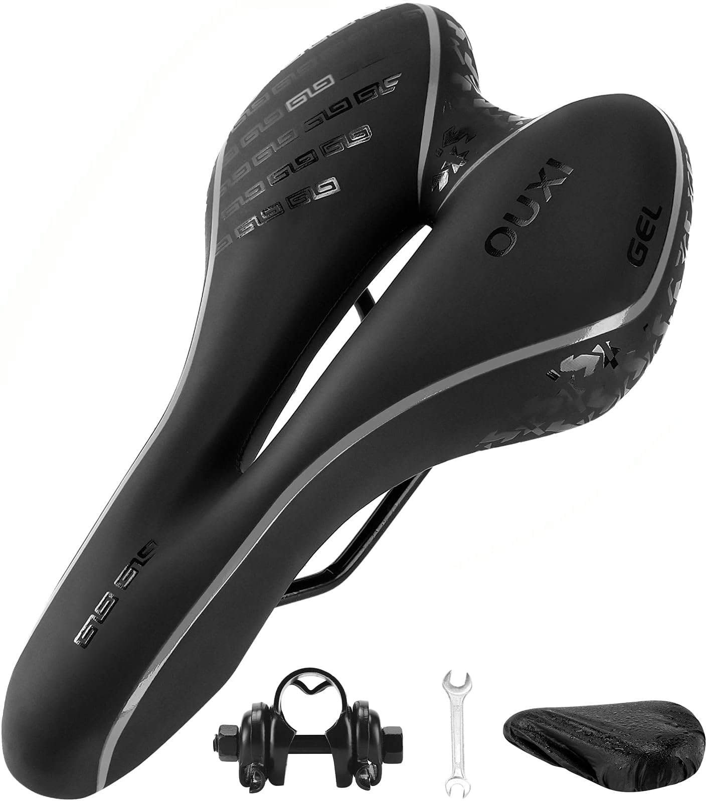 OUXI Gel Bicycle Saddle Comfortable Soft Breathable Cycling Seat Cushion Pad with Ergonomics Design for MTB, Mountain, Road Bike Men and Women