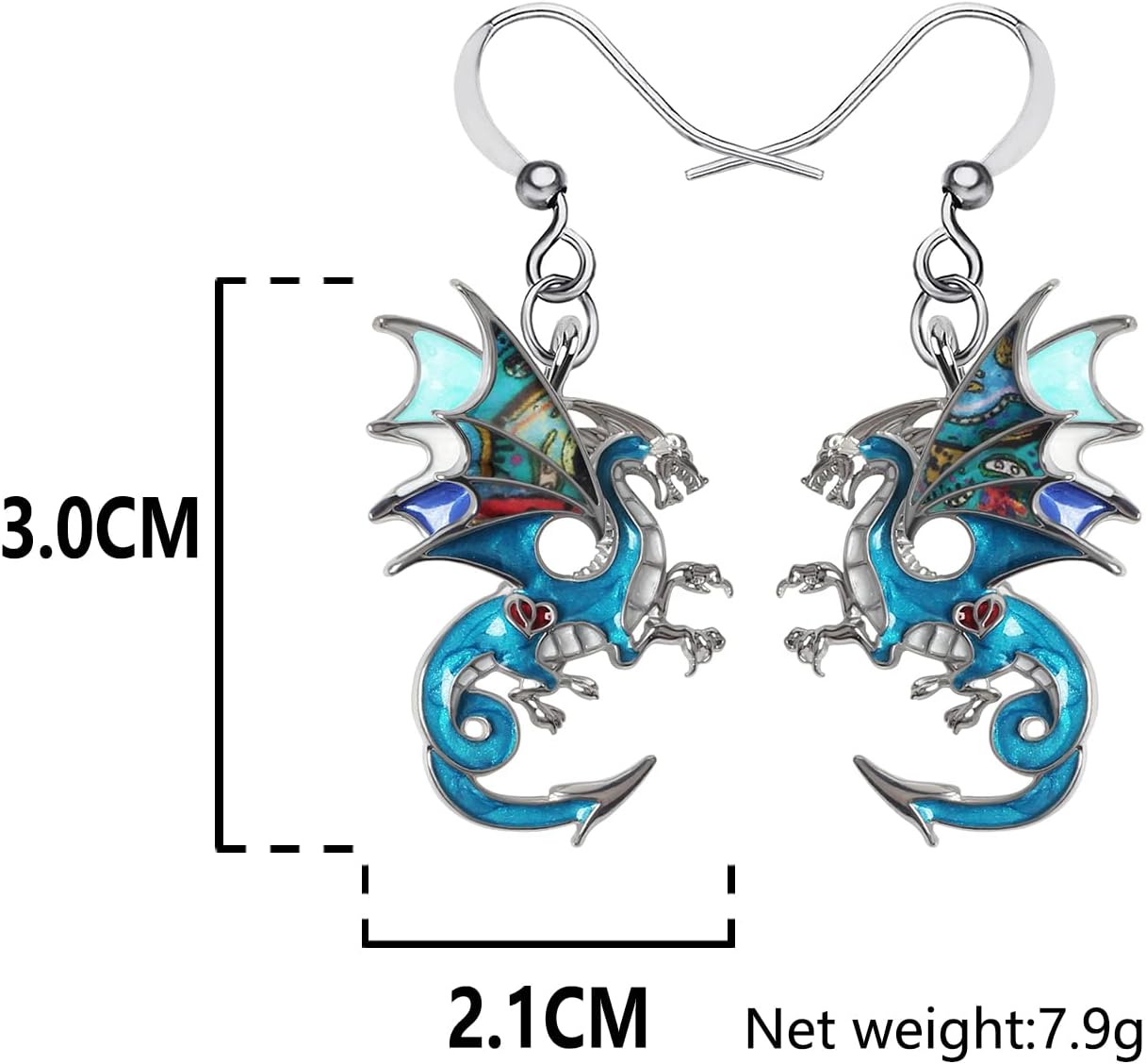 Enamel Alloy Dinosaur Fantasy Dragon Earrings Drop Dangle Unique Animal Jewelry For Women Dragons Gifts - Image 6