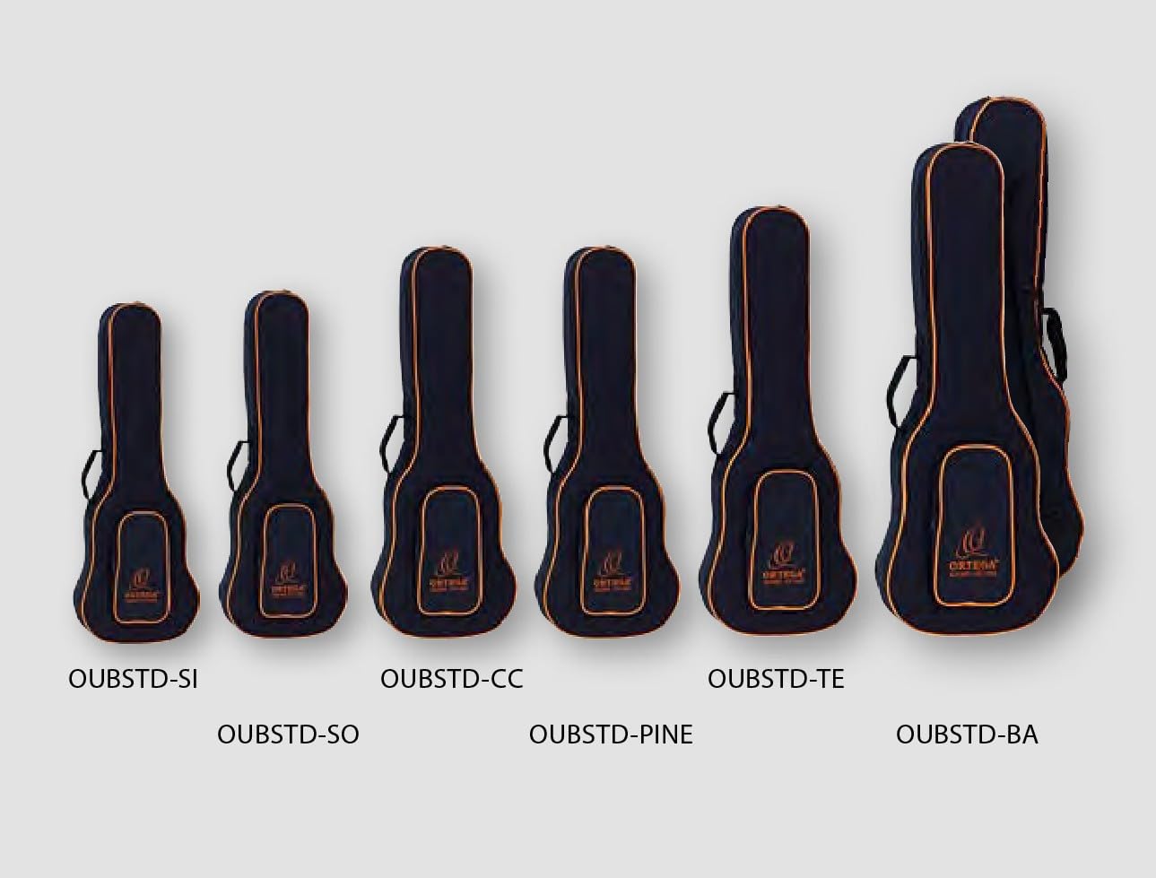 Ortega Guitars Torba z serii Economy, koncertowa torba na ukulele, wysokość 62 cm, z paskami na ramię, nylon, czarna (OUBSTD-CC)