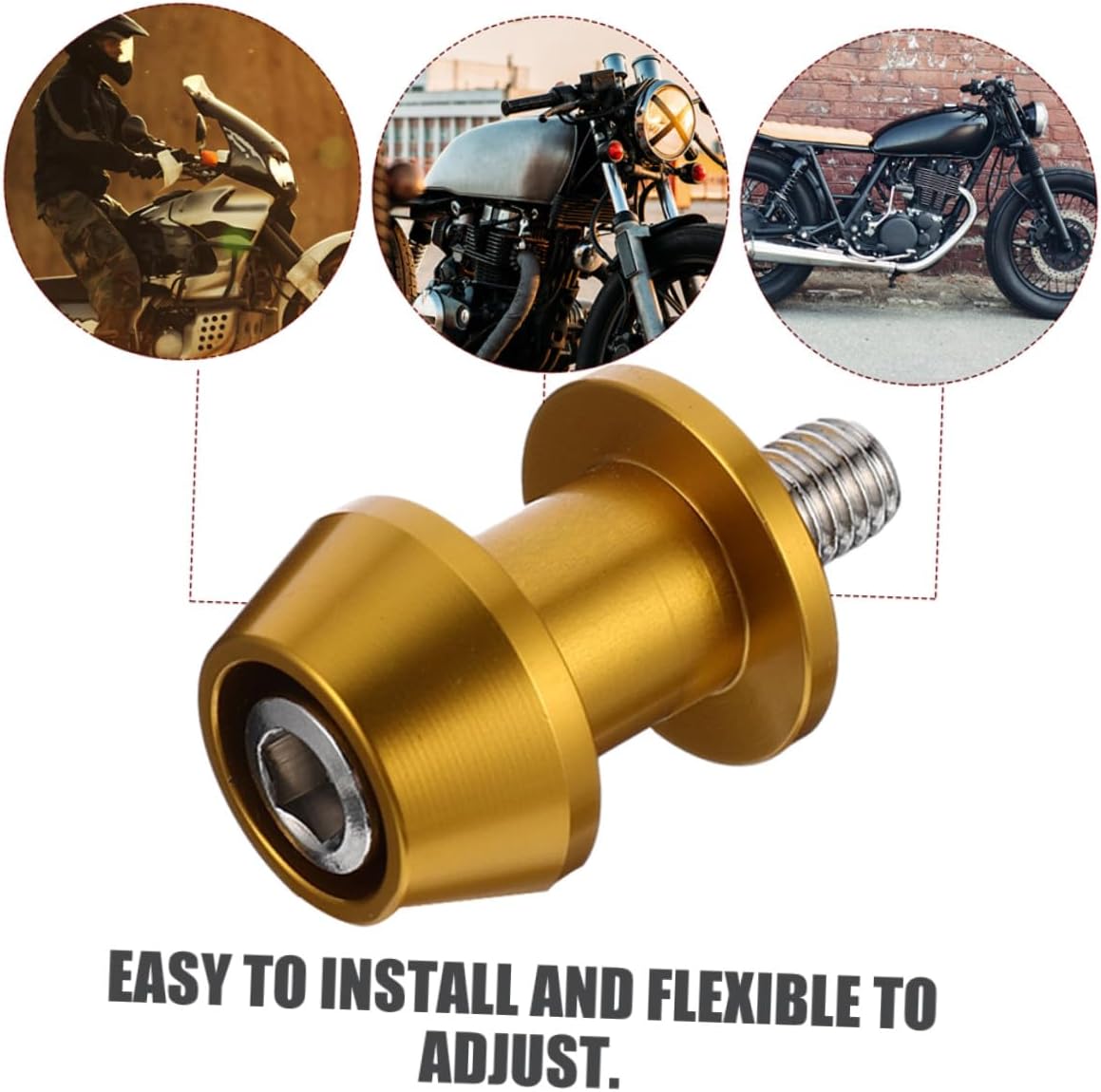 GALPADA 4pcs Gold 8mm Motorcycle Swingarm Bobbins Cnc Swing Arm Spool Stand Screws Universal Motorbike Swingarm Sliders Replacement Parts for Racing and Maintenance