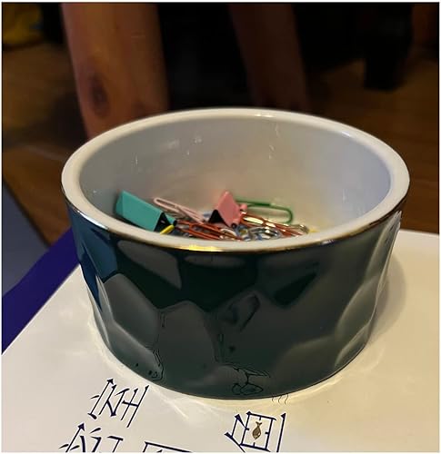 Miniatura 10 de Aewill Soporte de clip de papel de cerámica Organizador dispensador de clip de papel de cerámica para escritorio de oficina Soporte de clip (azul)