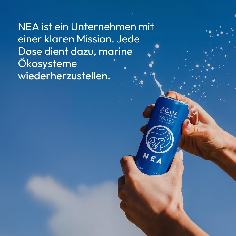 NEA Sprudelwasser in Dose - Quellwasser mit Kohlensäure Österreichische Alpen - 24er Pack 33cl - Aluminium Recycelbar Plastikfrei BPA Free - Ohne Metallischen Nachgeschmack - Feine Perlung