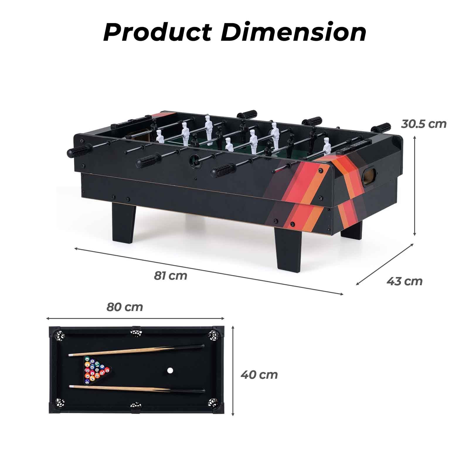 HOMASIS Tavolo da Gioco 4 in 1 in Legno per Bambini e Adulti, Tavolo da Biliardino con Piani Sovrapponibili per Biliardo, Hockey su Aria, Biliardino, Ping Pong per Casa, Sala Giochi
