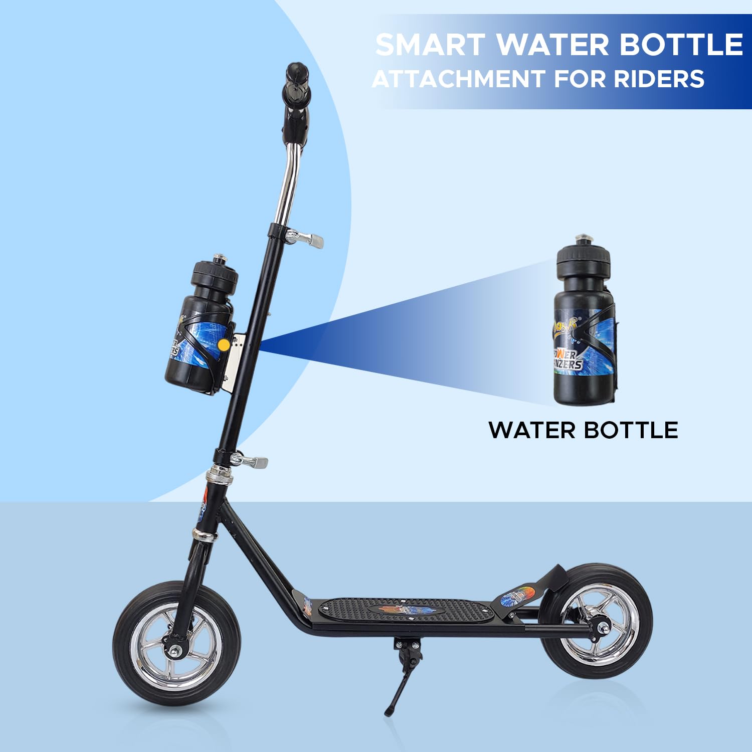 Dash 2 Wheel Power Ranger Kick Scooter for Kids, Adjustable Height with Sipper, Bell & Side Stand, Heavy Duty Skating Scooter for Boys & Girls (Up to 12 Years, Black) 3