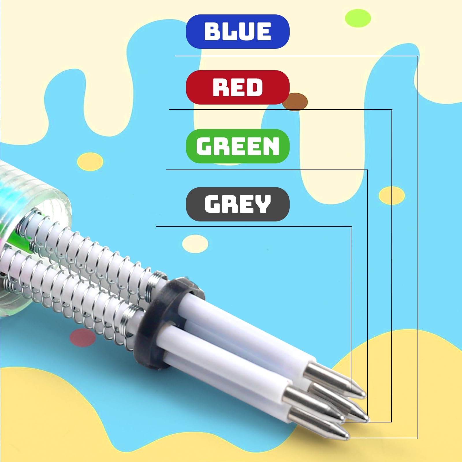 WIURGOHA 32Pcs Mini Multicolor Pens All in One 4 in 1 Cute Pens for Kids Party Bag Fillers for Kids Classroom Fun Retractable Ballpoint Pen Gifts Party Favours School Supplies - Image 3
