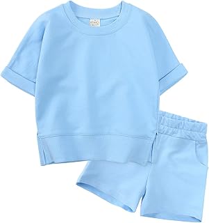 Suéter infantil bebê menino menina algodão sólido manga curta camiseta gola redonda bebê menino (azul, 2-3 anos)