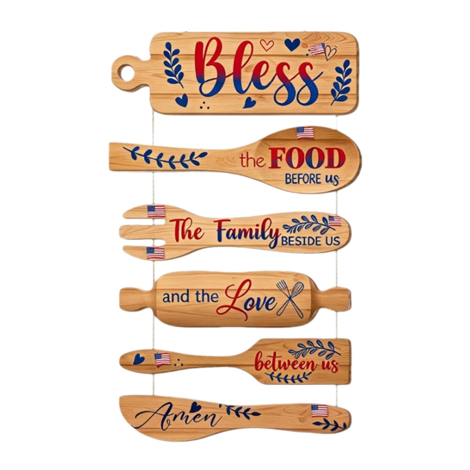 Whoasyst 4Th of July Patriotics Door Decorations, Independence Day Welcome Sign Decors Door Hangers Wreath for Memorial Day Decors Wooden Patriotics Wreath