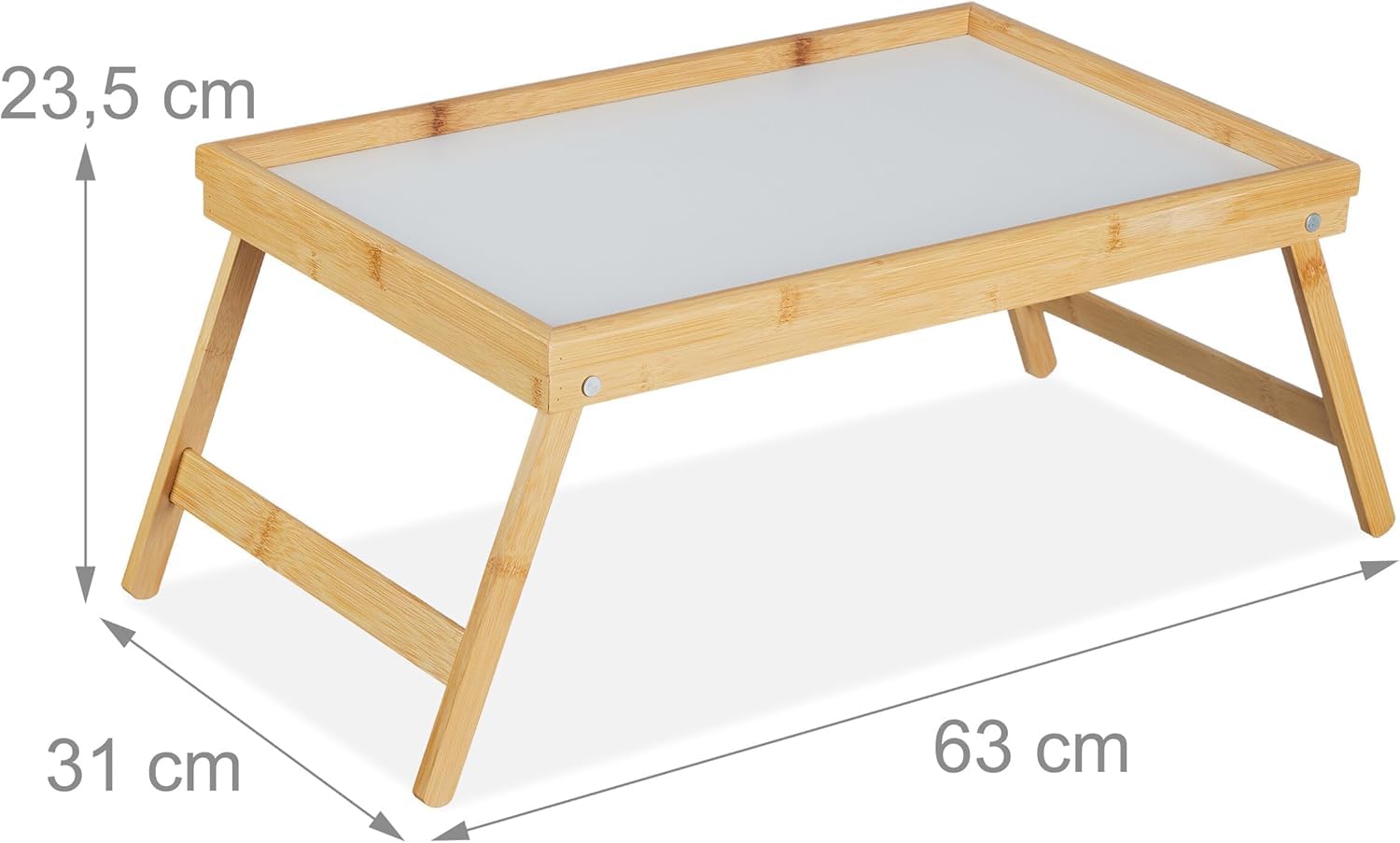 Tavolino da Letto Pieghevole in Legno di Faggio | Vassoio Colazione Multifunzione Salvaspazio | Tavolino da Poltrona con Gambe Ripiegabili | 30x50x21.5 cm