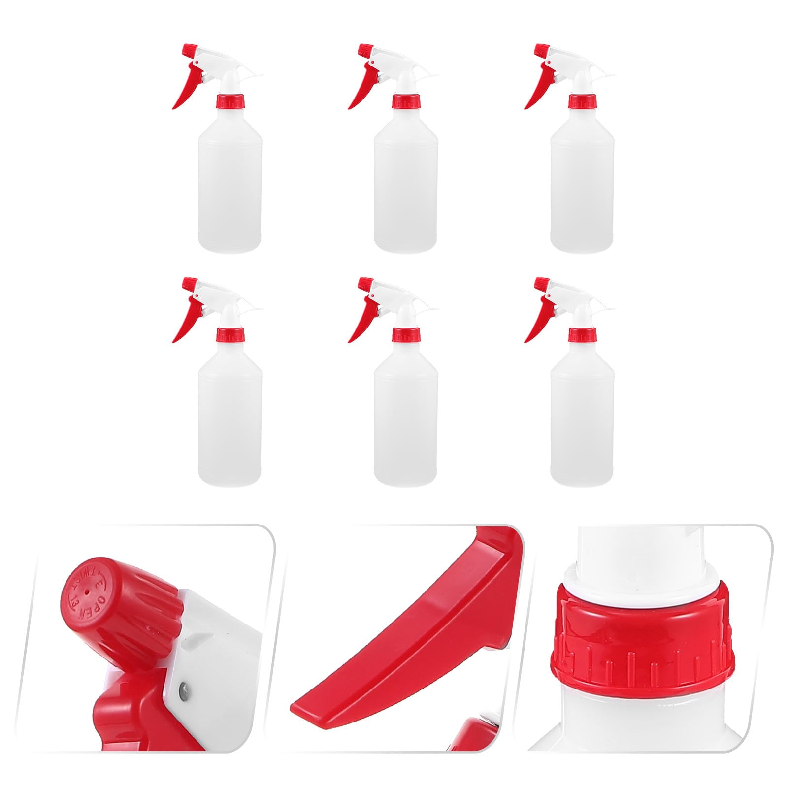 Veemoon Spray de Plástico Blanco Juego de 6 Botellas de 500ml Diseño de Cierre Hermético y Ligero Color Aleatorio para Plantas y Cabello en Camping y Viajes