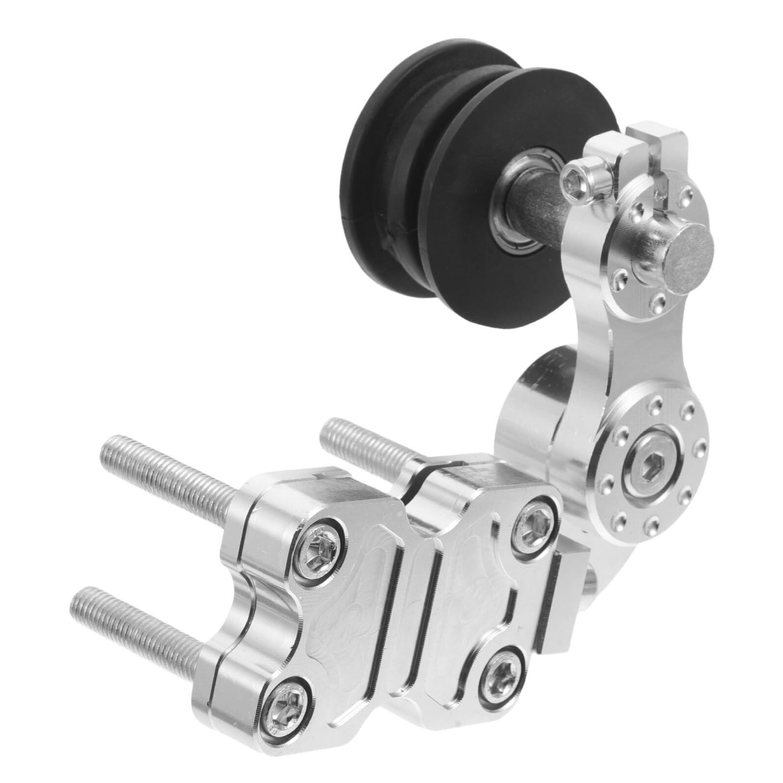 Hohopeti Tendeur de Chaîne Réglable en Alliage D’Aluminium Argenté pour Moto Outil D’Ajustement Automatique Stabilisateur de Chaîne Arrière Compatible Motos Hors-Piste et Quads Maintien