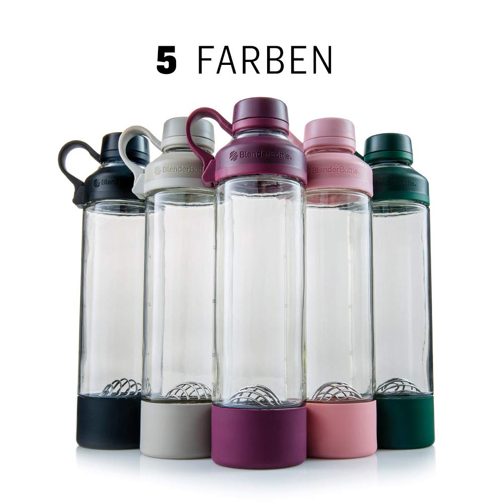 BlenderBottle Mantra Shaker Per Frullati Di Proteine, Bottiglia Per Acqua, Borraccia In Vetro, Con Blenderball, Unisex – Adulto, Plum, 590