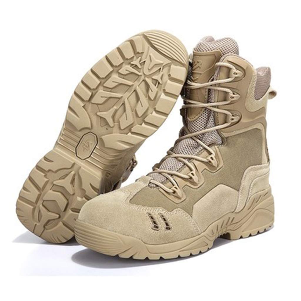 Bottes militaire des hommes,Bottes unisexe tactique Outdoor Desert Chaussures de combat étanche,Beige- 42/UK 8/US 8.5