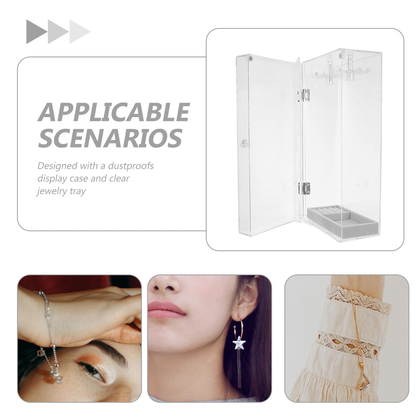 TEHAUX Estuche Organizador de Collares Caja Transparente para Collares Largos Soporte para Ganchos de Collar Expositor de Joyas para Exhibir Dormitorio