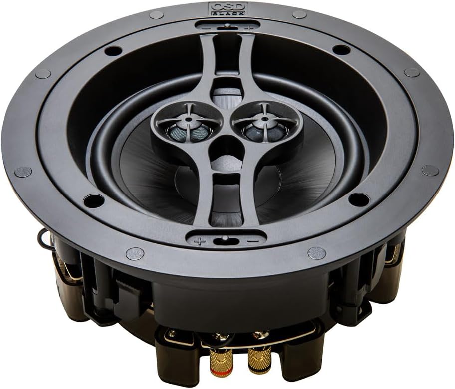 OSD Audio 6.5" Dual Voice Coil in-Ceiling Speaker – Trimless Stereo Design, 120W Power, Easy Install for Kitchens, Closets, and Multi-Room Setups, Single BK-R62DT