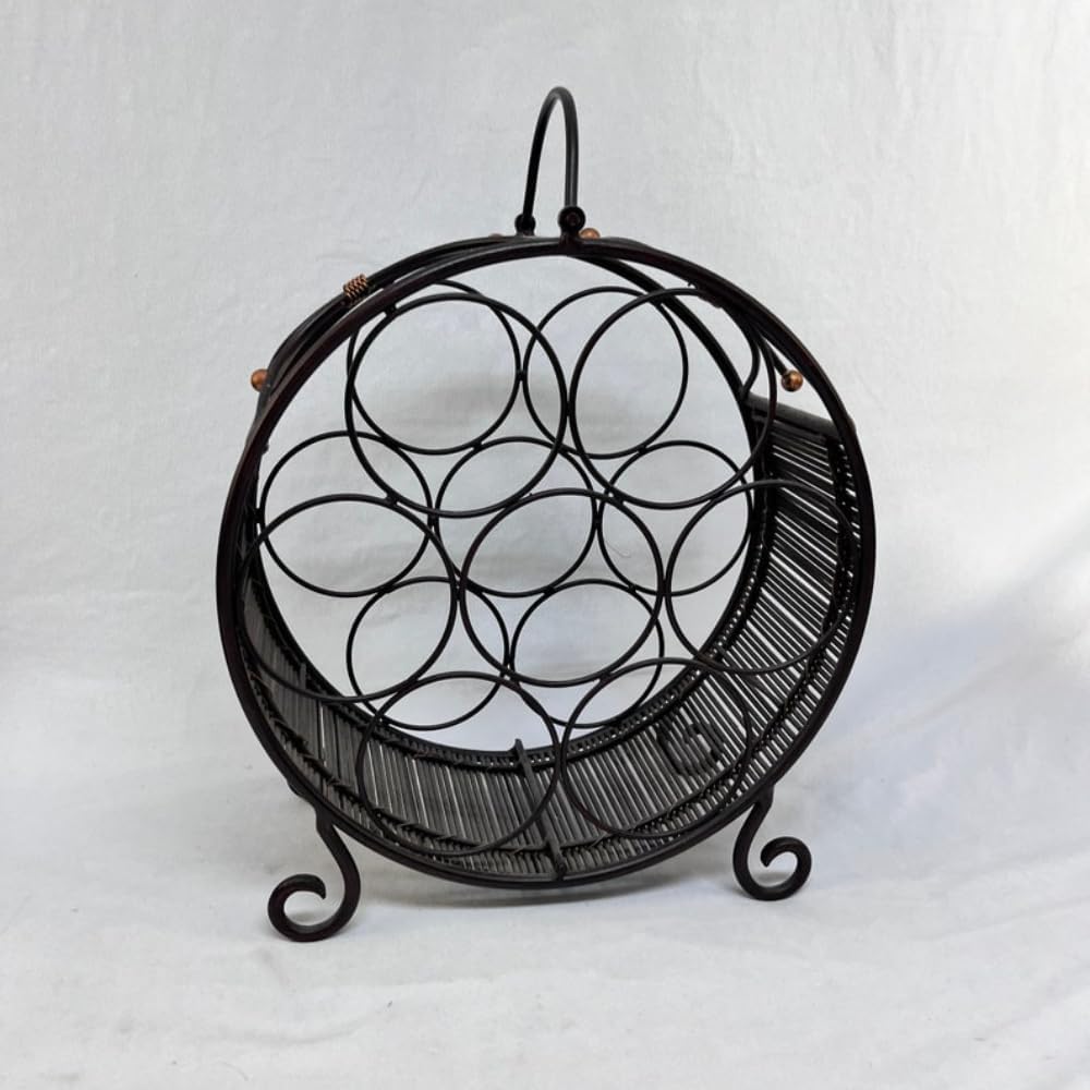 Soporte para Vinos Redondo Vintage Metal Oscuro para 7 Botellas