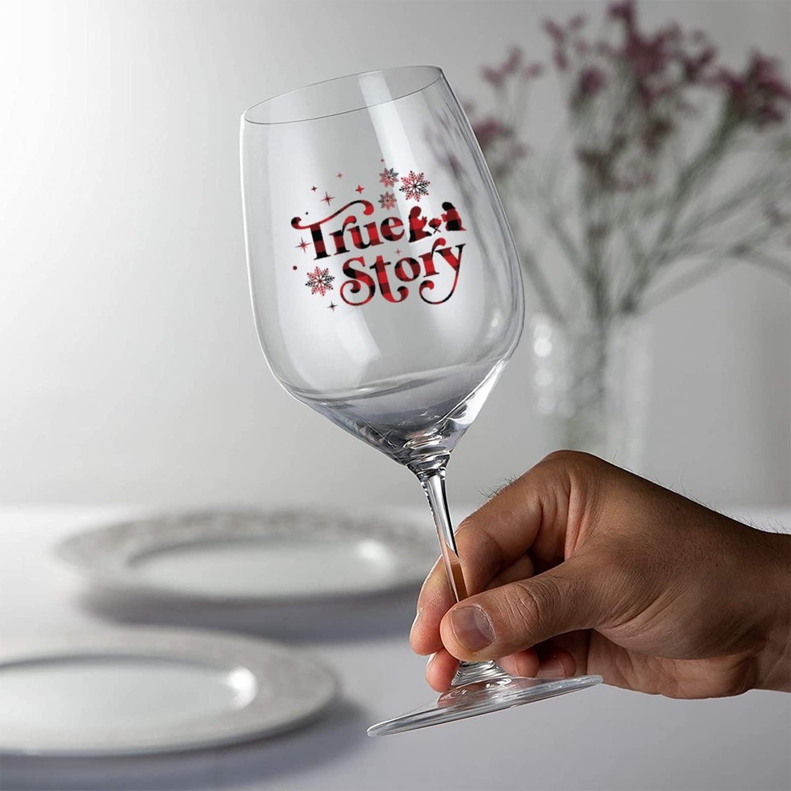 Juego de 2 copas de vino tinto True Story, vasos de vino tinto personalizados, regalos de fiesta, hogar, bar, regalo de cumpleaños, 17 onzas
