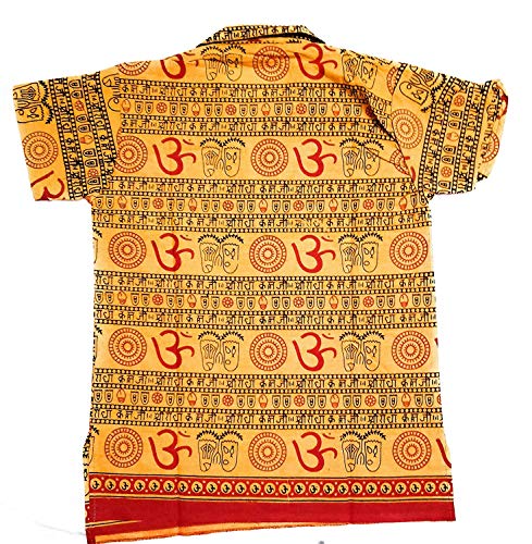 Image of Cotton Om Printed Casual Loose Fit T-Shirt for Kids & Boys (9-10 Years, Yellow)