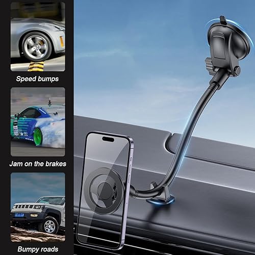 Miniatura 3 de Soporte de cuello de cisne para teléfono de automóvil, brazo largo para parabrisas y tablero de instrumentos con ventosa fuerte, estabilizador para