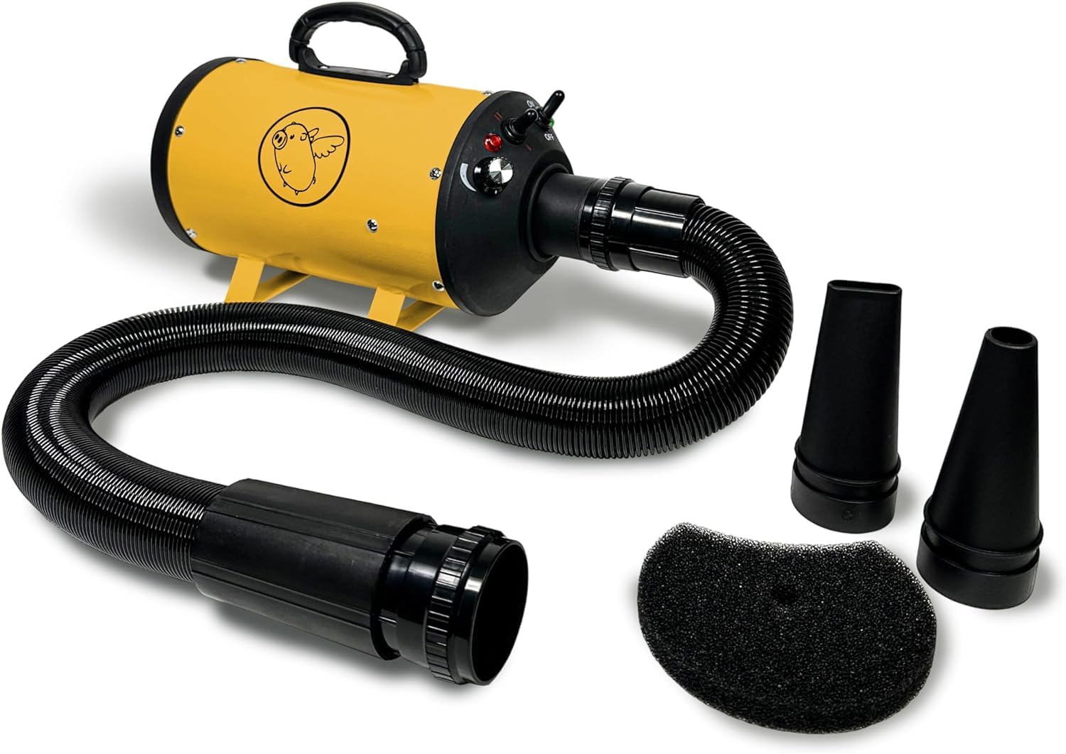 Flying Pig High Velocity Dog Pet Grooming Dryer w/Heater (Flying One, Black w/White Logo)