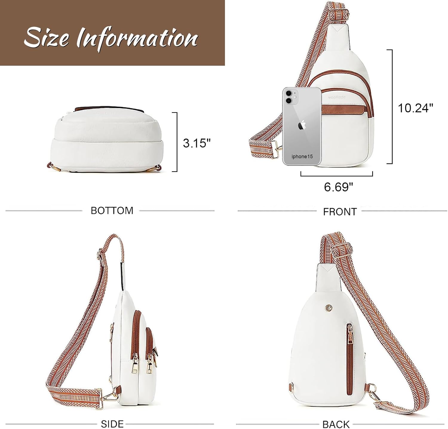 WOOMADA Sling Bag Crossbody Vegan Leather Fanny Packs for Women Fashionable Chest Bag for Travel(reddish brown)