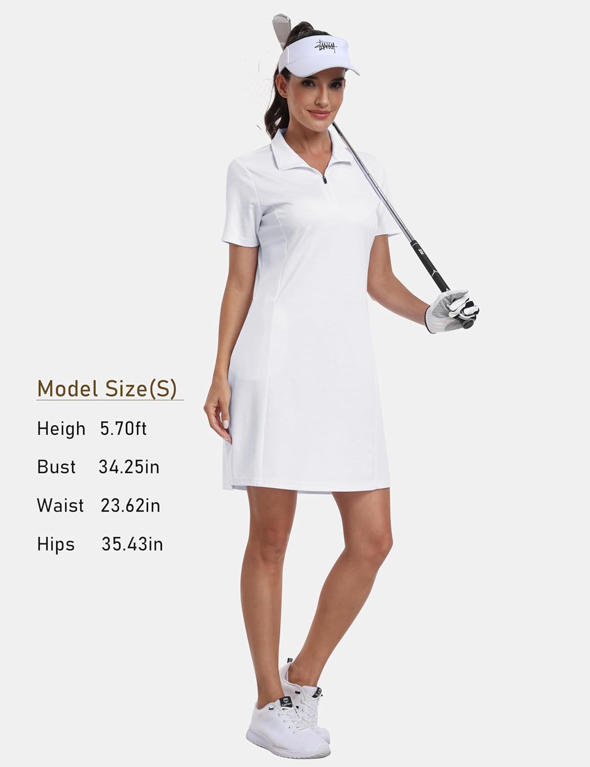 JINSHI Women's Tennis Golf Dress Soft Sport Workout Short Sleeve Stand Collar Dresses for Women with Zipper Pockets - Image 6