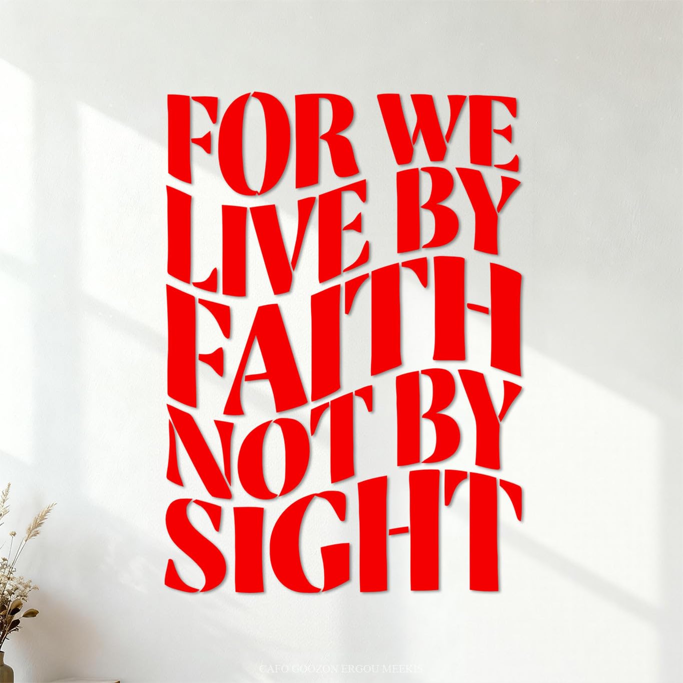 Engraving Decals Christian Bible Verse for We Live By Faith Not By Sight 68x95.5cm Do not Damage the wall Surface Red