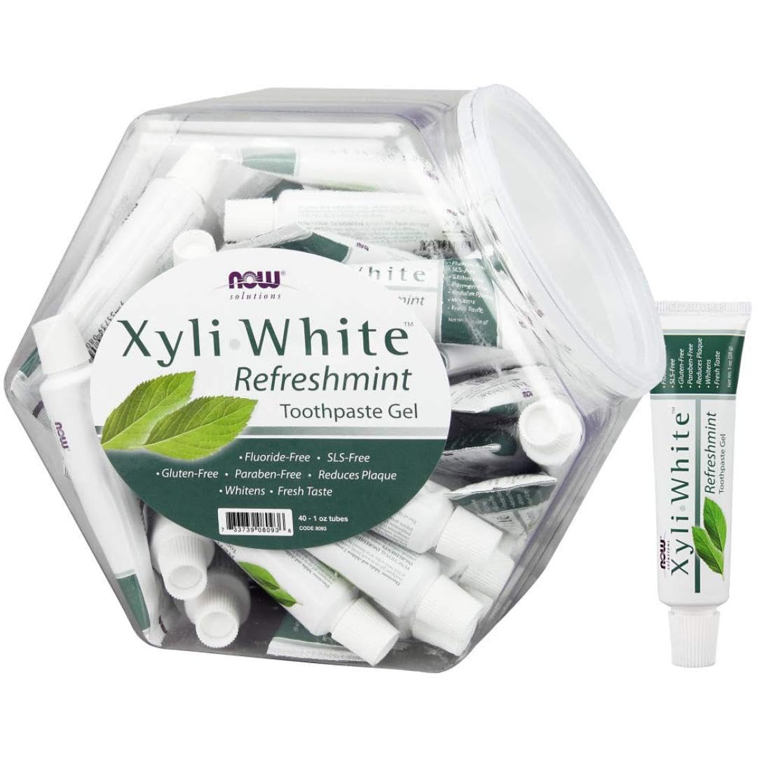NOW Solutions, Xyliwhite™ Toothpaste Gel, Refreshmint, Cleanses and Whitens, Fresh Taste, 40 Units, 1-Ounce Tubes