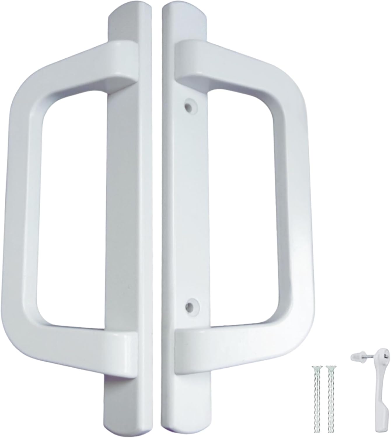 8.5" White PGT Sliding Patio Glass Door Handle Set Replacement with Thumb Latch Lever, Screws - Fits 3-15/16" Screw Hole Spacing Door Hardware - Fix and Repair Non-Keyed Handle