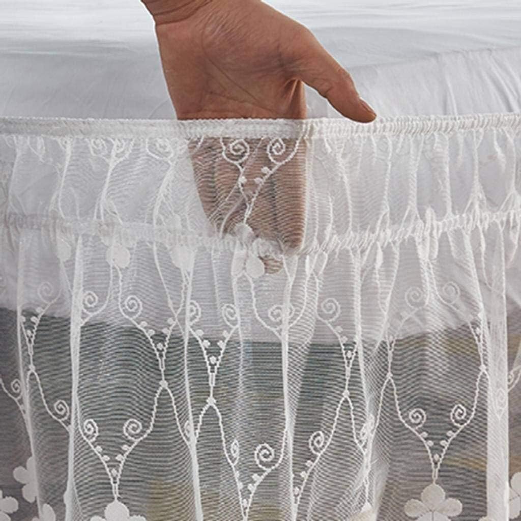 Lace Trimmed Elastic Bed Wrap,princess Twin/Full/Queen/King/Wrap Around Elastic Bed Skirt - Poly Cotton - Easy On/Easy Off Dust Ruffled Bed Skirts Soft & Wrinkle Free Bed Skirt.