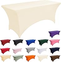 Vista 3 de Paquete de 2 Cubiertas de Mesa de Spandex de 4 pies para Mesas Plegables Rectangulares - Manteles Elásticos Ajustados Resistentes a las Arrugas
