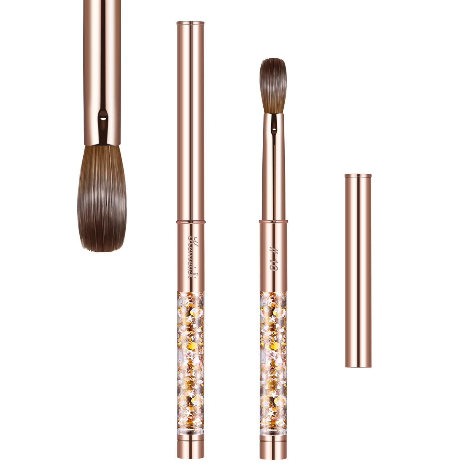 Acrylic Nail Brush Size 10,KEMEISI 100% Pure Kolinsky Nail Art Brushes Sturdy Handle Oval Shaped Acrylic Powder Nail Design Tools for Professional