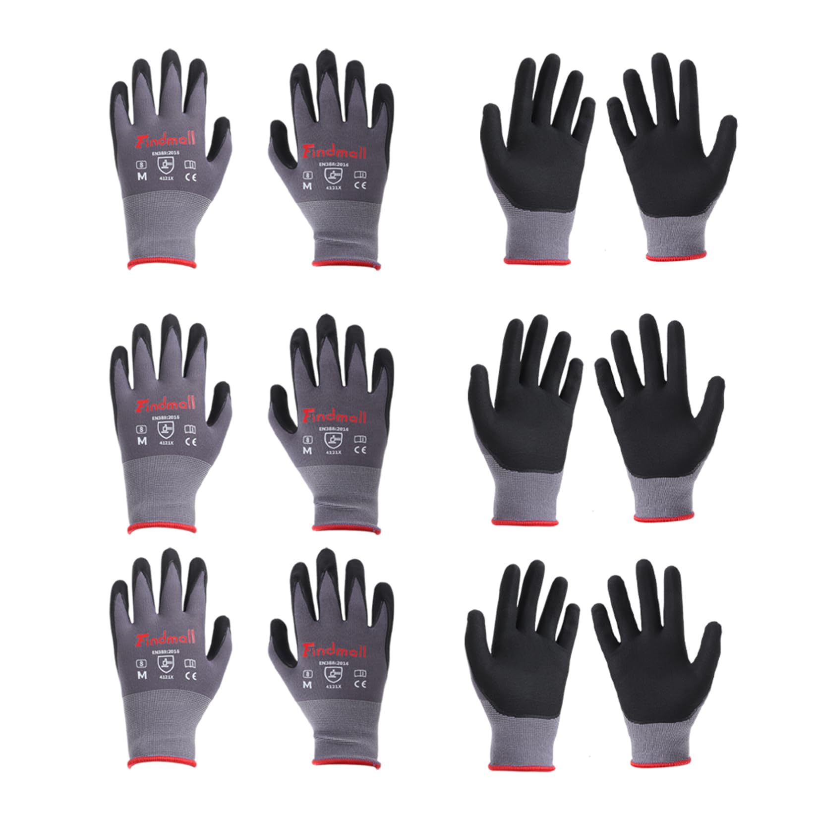 SOHNVWTGD 6 Pairs Medium Work Gloves Seamless Knit Glove Gardening Gloves Women Men Fit for Warehousing and Logistics, Construction Sites, Horticultural Planting