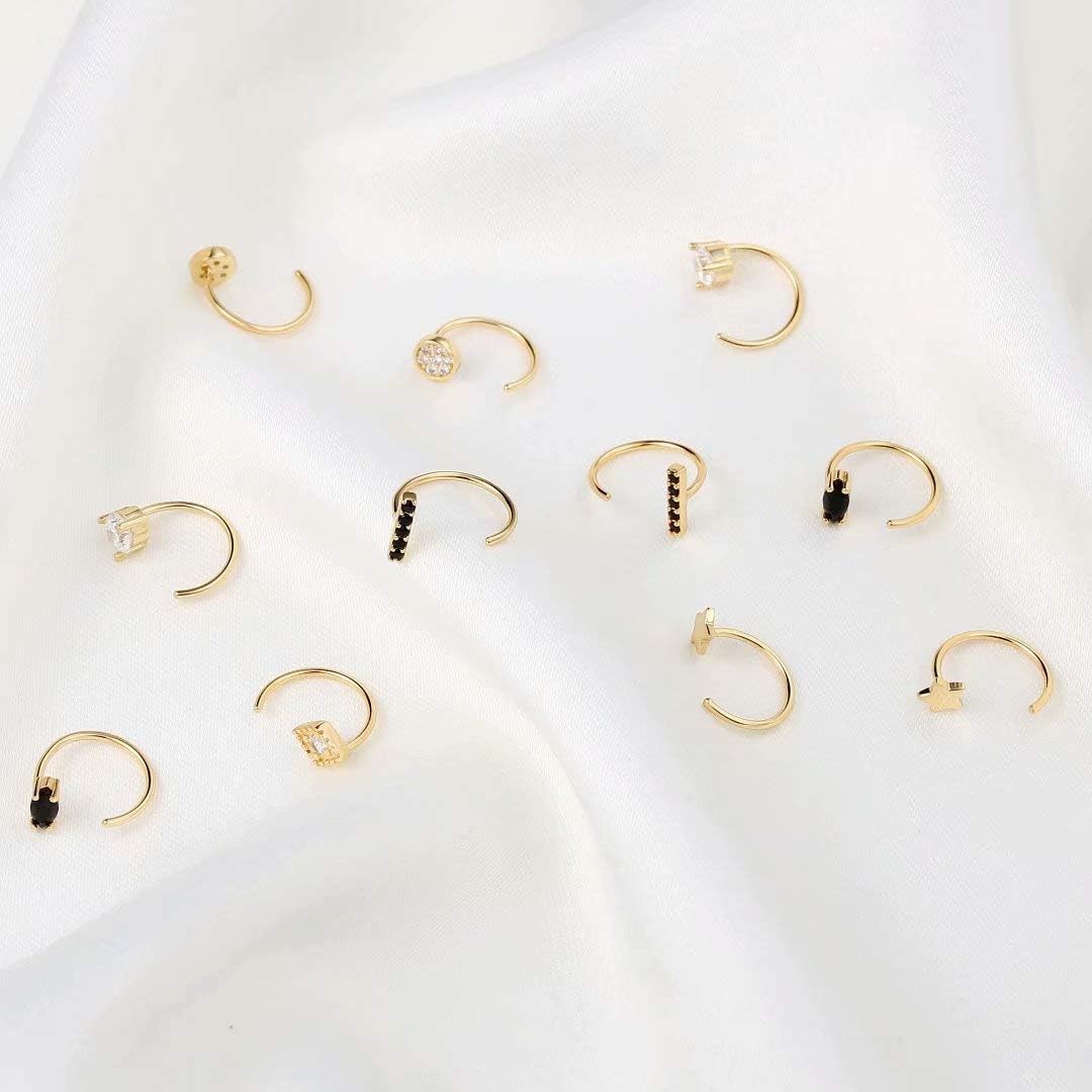 Memorjew 925 Sterling Silver Earrings for Women, Tiny Cubic Zirconia Bar Ball Star Moon Open Huggie Hoop Earrings Minimalist Hypoallergenic Earrings for Women - Image 6