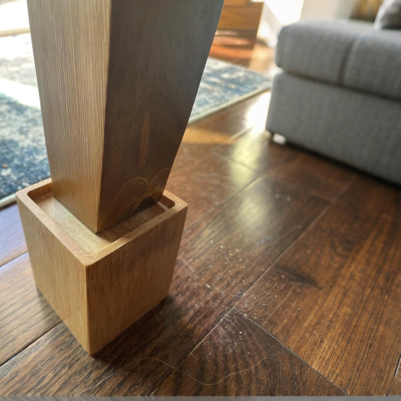 HOZEON Paquete de 4 elevadores de Cama de Madera de 4 Pulgadas, elevadores de Muebles Resistentes, elevadores de Muebles de Madera, Extensores Cuadrados para sofá, Cama, Silla, marrón Oscuro