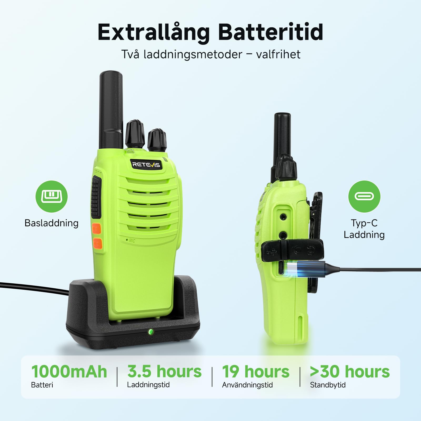 Retevis H777 Walkie Talkie Largo Alcance, Walkie Talkie Adultos sin Licencia, Fácil de Usar, Portátil, VOX, Tipo C Cargado, Emergencia, Radio al Exterior Acampar, Aventuras (Paquete de 3)