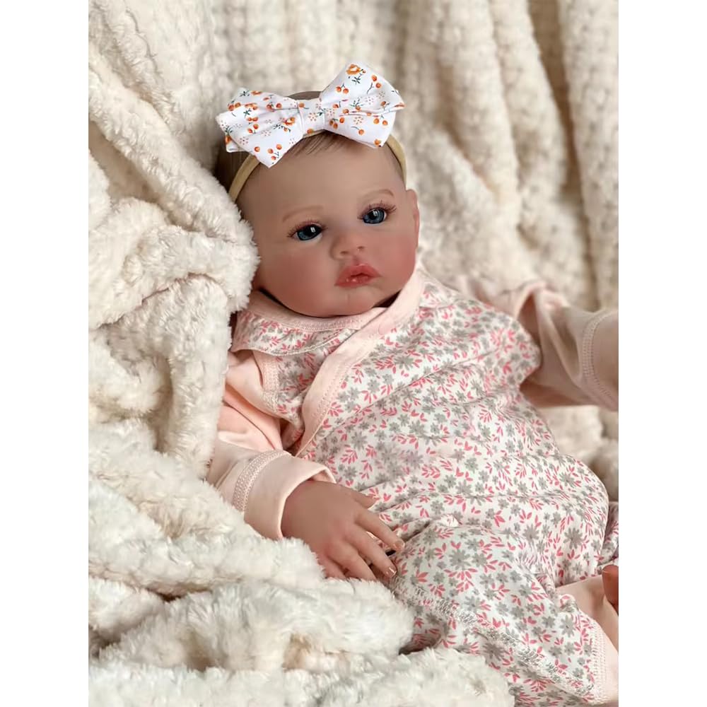 Muñeca de Peluche Clásica, Beige y Rosa, Material de Felpa Suave, 50 cm, Diseño Floral, Juguete Infantil para Mayores de 3 Años, con Lazo Decorativo, Unisex
