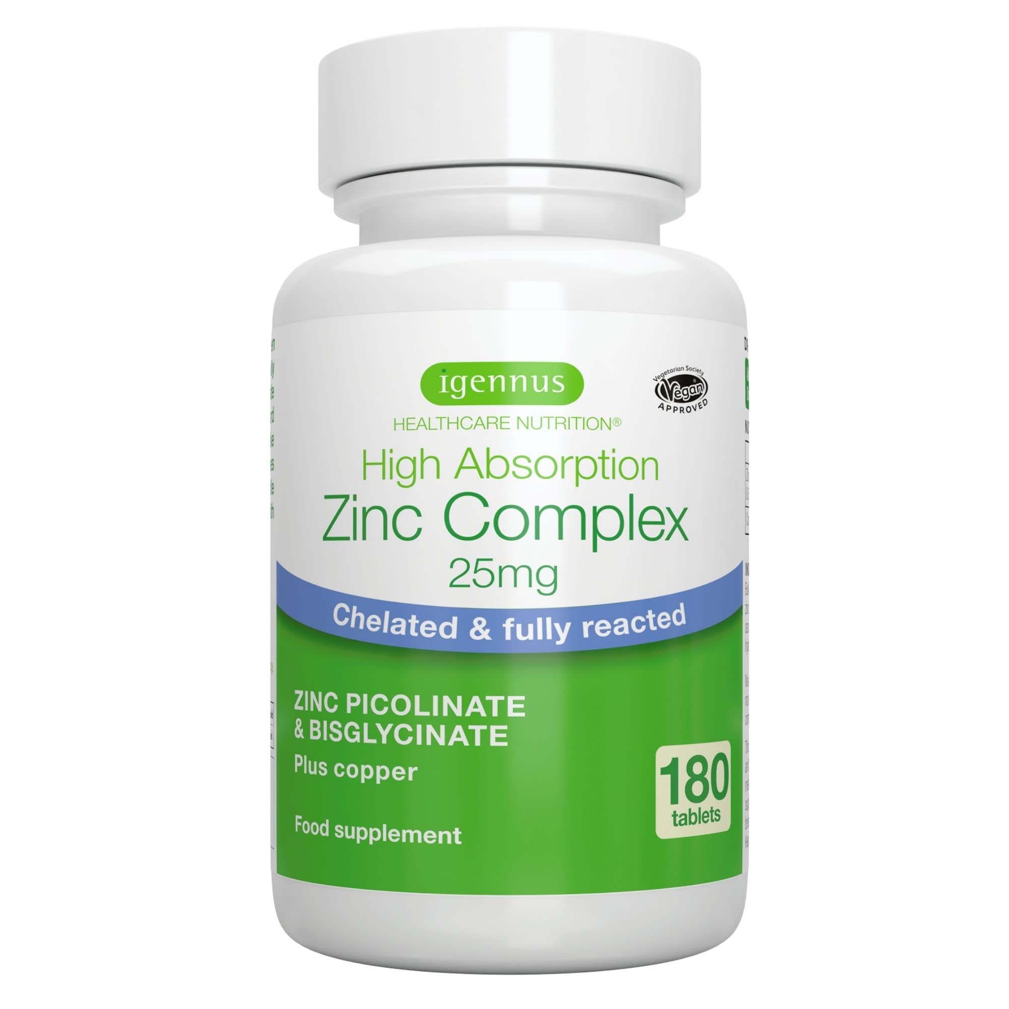 Buy High Absorption Zinc 25mg & Copper Supplement, Clean Ingredients