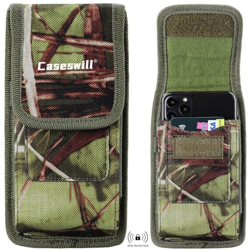 Caseswill for Samsung Galaxy Z Fold6 / Z Fold5 / Z Fold4 / Z Fold3 / Z Fold2 / Z Fold 5G Case Rugged Nylon Cell Phone Belt Clip Holster Carrying Pouch with Card Holder - Camouflage