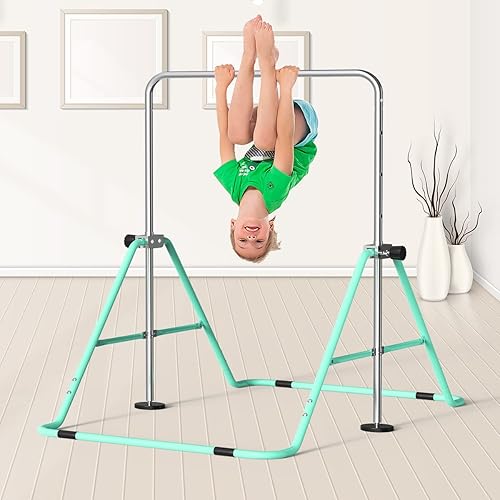 Miniatura 8 de FBSPORT Barra de gimnasia para niños con anillos, barras horizontales de gimnasia de altura ajustable, barra de entrenamiento junior, barras