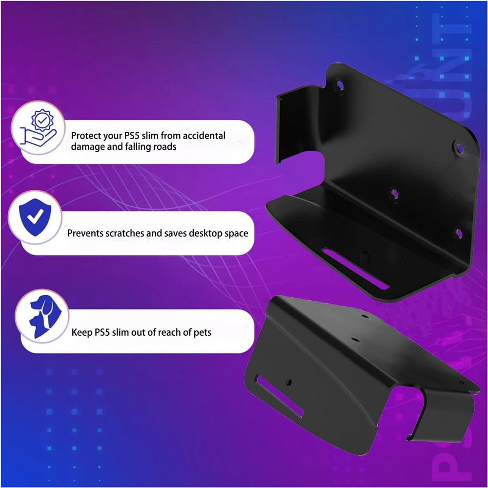 Uchwyt ścienny do konsoli PS5 Slim do PS5 Slim Digital Edition do PS5 Slim Disc Edition, stojak ze stopu aluminium z rozpraszaniem ciepła, oszczędność miejsca, konfiguracja gier, biały
