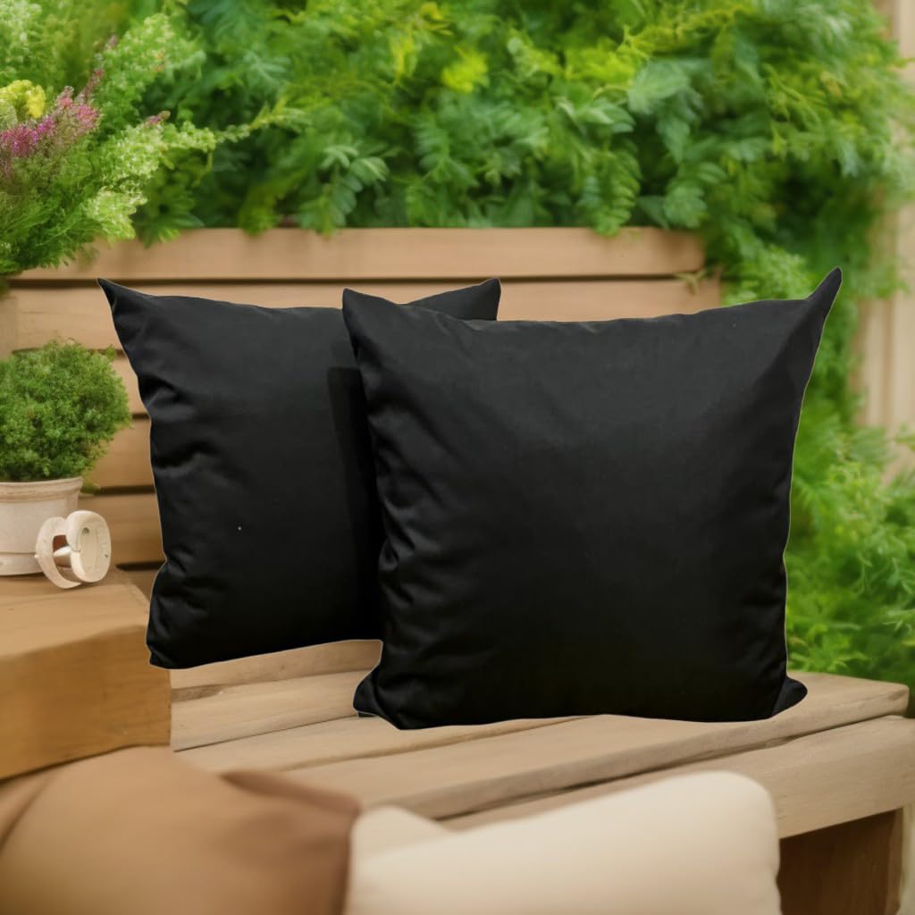 A ATH COLLECTION Premium Large Garden Scatter Cushion Water Resistant Cushions For Garden Furniture 18 x 18 Inch Shredded Foam Filled Outdoor Seating Great for Patio Rattan Chairs (4, Black)