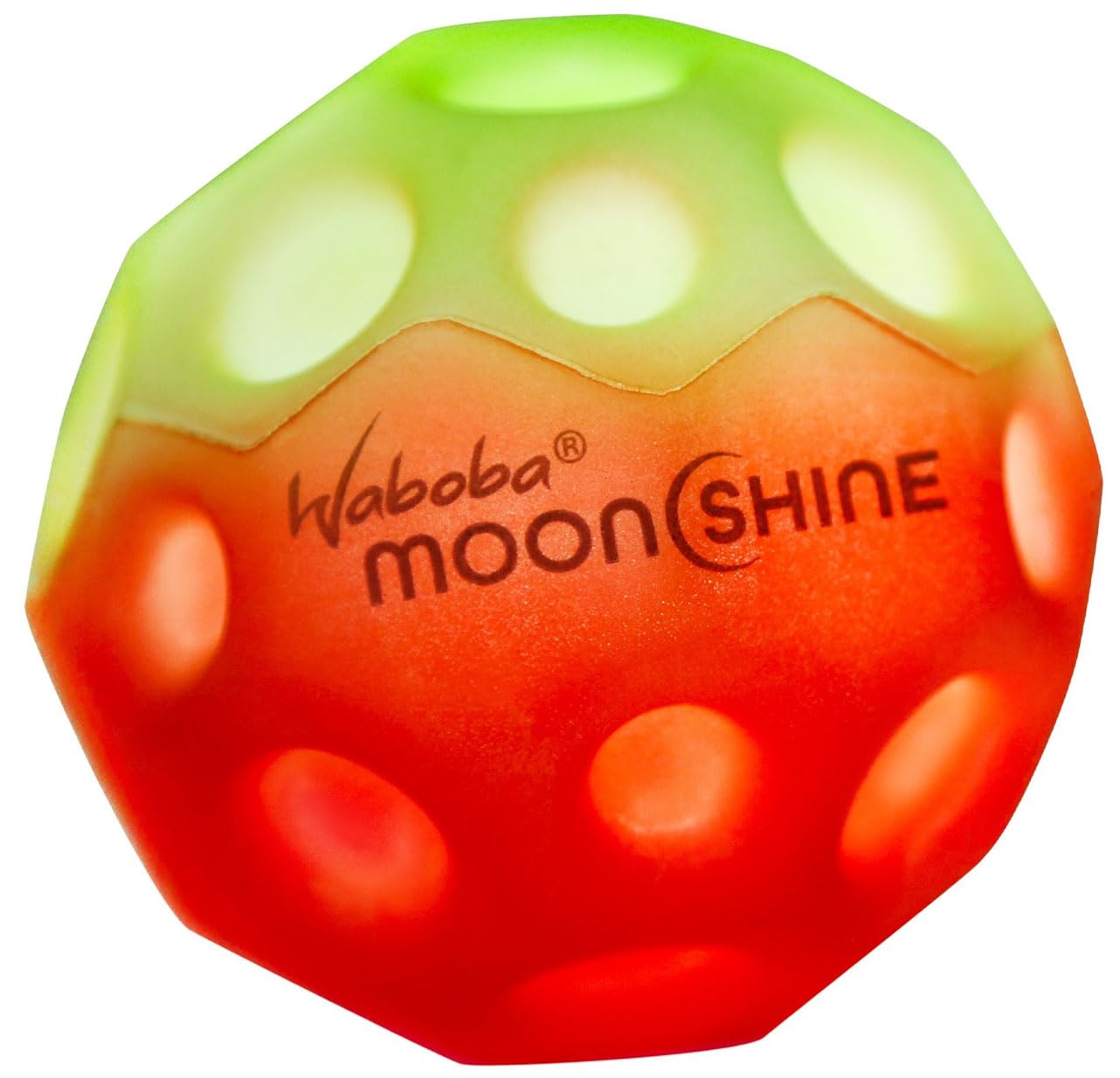 Sunflexx Waboba Moonshine Gradient, Jumping Ball with Enormous Bounce, Two Colours, Ball Glows on Impact, in the Dark, Original Pop Sound, Streetball for All Ages