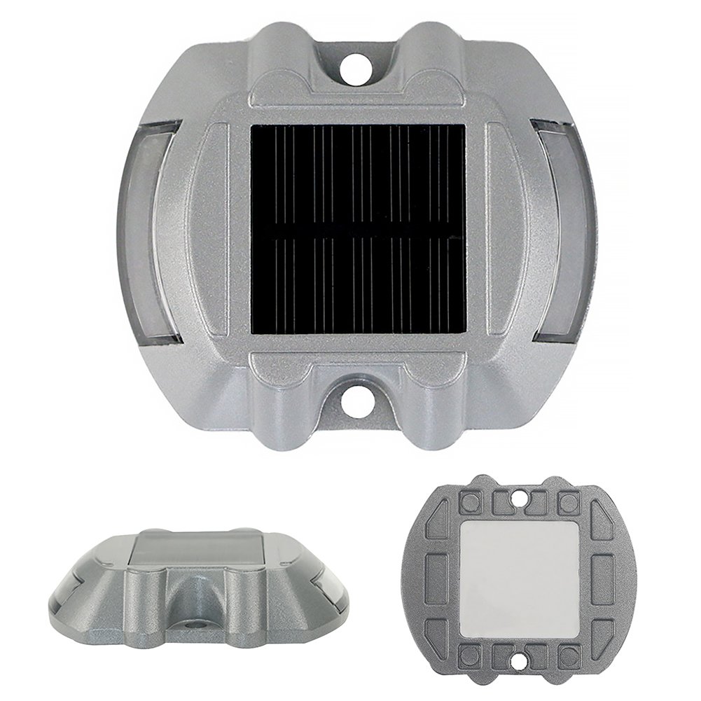 Luci Solari per Deck, Luci LED Road Studs, Lampada di Sicurezza Stradale Lampeggiante di Avvertimento, Marcatura Quadrata per Recinzione Esterna (Blu)
