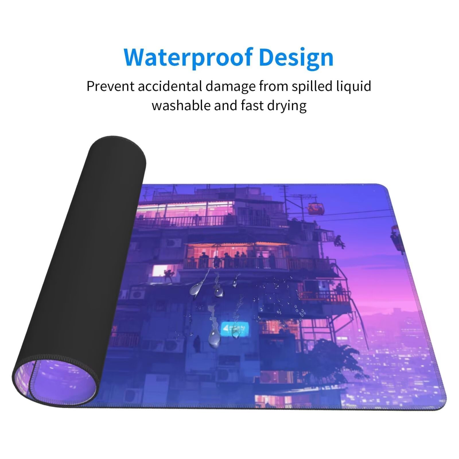 Alfombrilla de Ratón Gaming Grande XXL 1200x600x4mm con Bordes Cosidos, Tela de Micro Tejido, Base de Goma Antideslizante y Mouse Pad, para Teclado Jugadores Escritorio, PC, Oficina Noche Morada Y6945