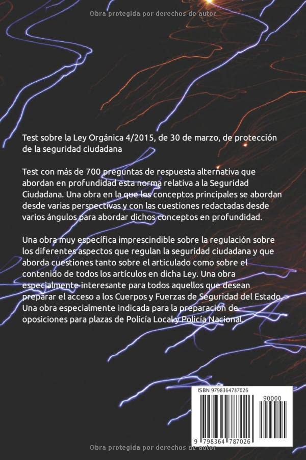 Miniatura 2 de Test sobre la Ley Orgánica 42015, de 30 de marzo, de protección de la seguridad ciudadana (Spanish Edition)