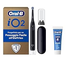 Oral-B Spazzolino Elettrico Ricaricabile iO 2, 1 Spazzolino Elettrico, 1 Testina Di Ricambio, Custodia Da Viaggio, Supporto per testine + 1 Dentifricio Oral-B Pro, Pulizia Denti, Nero