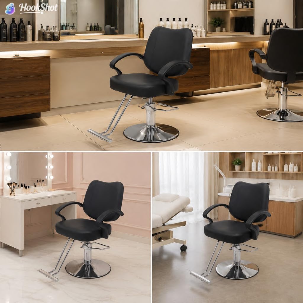 Salon Chair for Hair Stylist, Barber Chair with Heavy Duty Hydraulic Pump, Stylist Chair for Barbershop 360 Degrees Rolling Swivel Spa Beauty Equipment for Hair Stylist(Black)