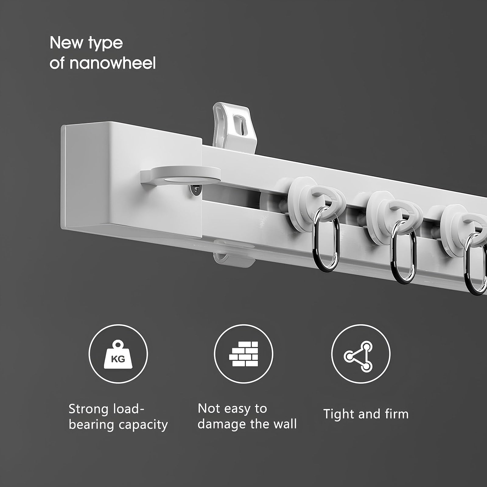 Selbstklebendes Aluminium-Schienensystem, 4,8 m, Decken- und Wandhalterung, leichtgängiges Gleiten für Badezimmer, Schrank, Fenster, Raumteiler – einfache Installation und Design