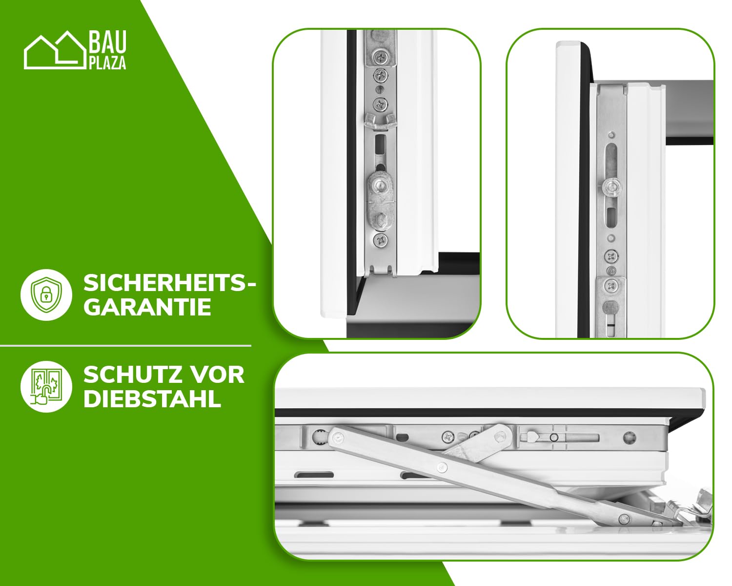BauPLaza Ventana PVC (reforzado) Ancho x Alto 750 x 450 mm - Blanca - Vidrio Transparente - Triple acristalamiento 4/10/4/10/4 (triple cristal) - 75 x 45 cm Izquierda Oscilobatiente