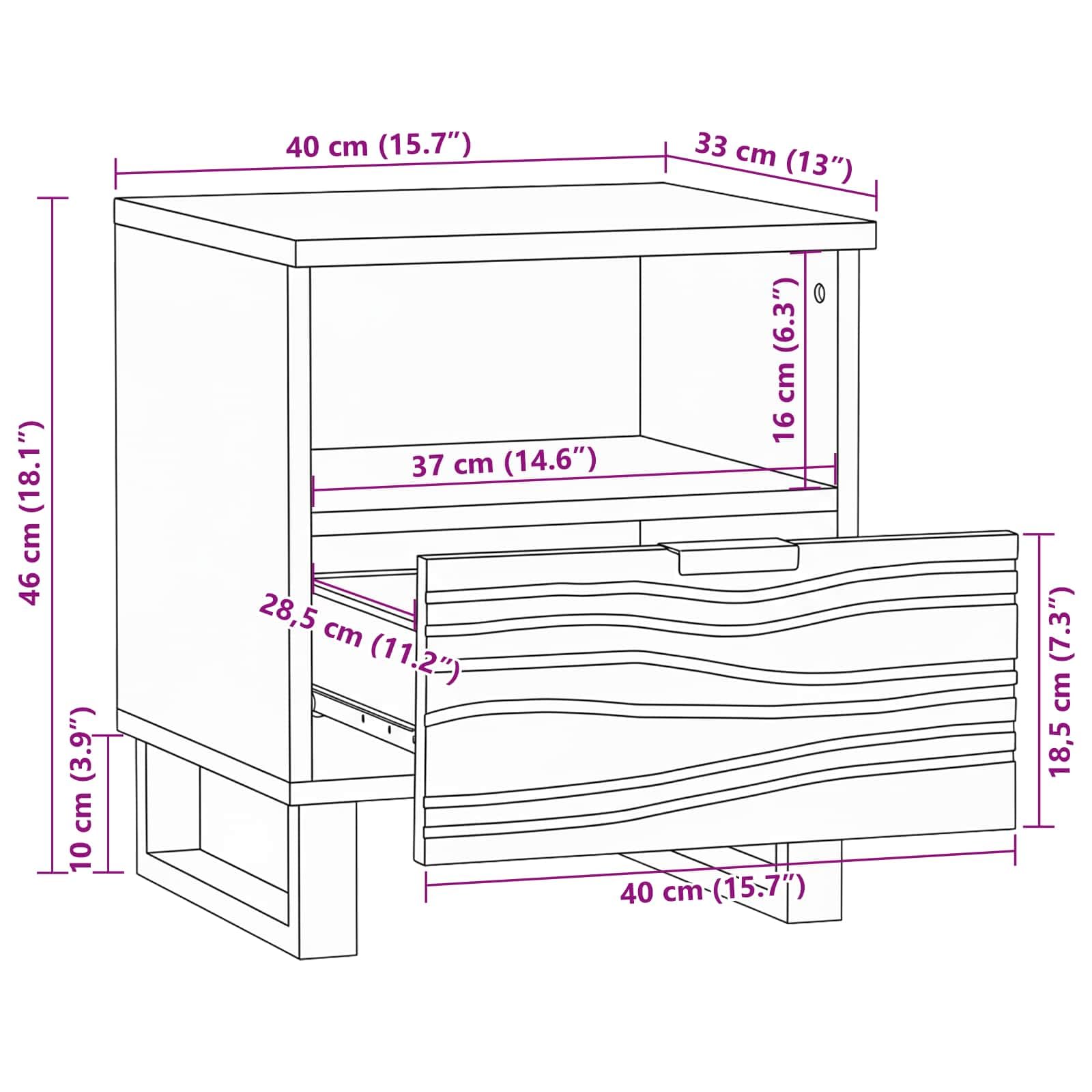 Armadio da Notte Bianco in Legno Ingenerizzato con 2 Cassetti e Mensole 40 x 33 x 46 cm Mobiletto Salvaspazio per Camera da Letto Soggiorno Ufficio con Ripiano e Contenitore